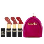 LoveChild Masaba Pocket Mini Lipstick Gift Set, Pack of 3 with FREE Pouch, Hydrating & Long-Lasting Matte Finish, 1.5g Each, Shades for All Skin Tones, Compact & Travel-Friendly Gift Pack, Combo B
