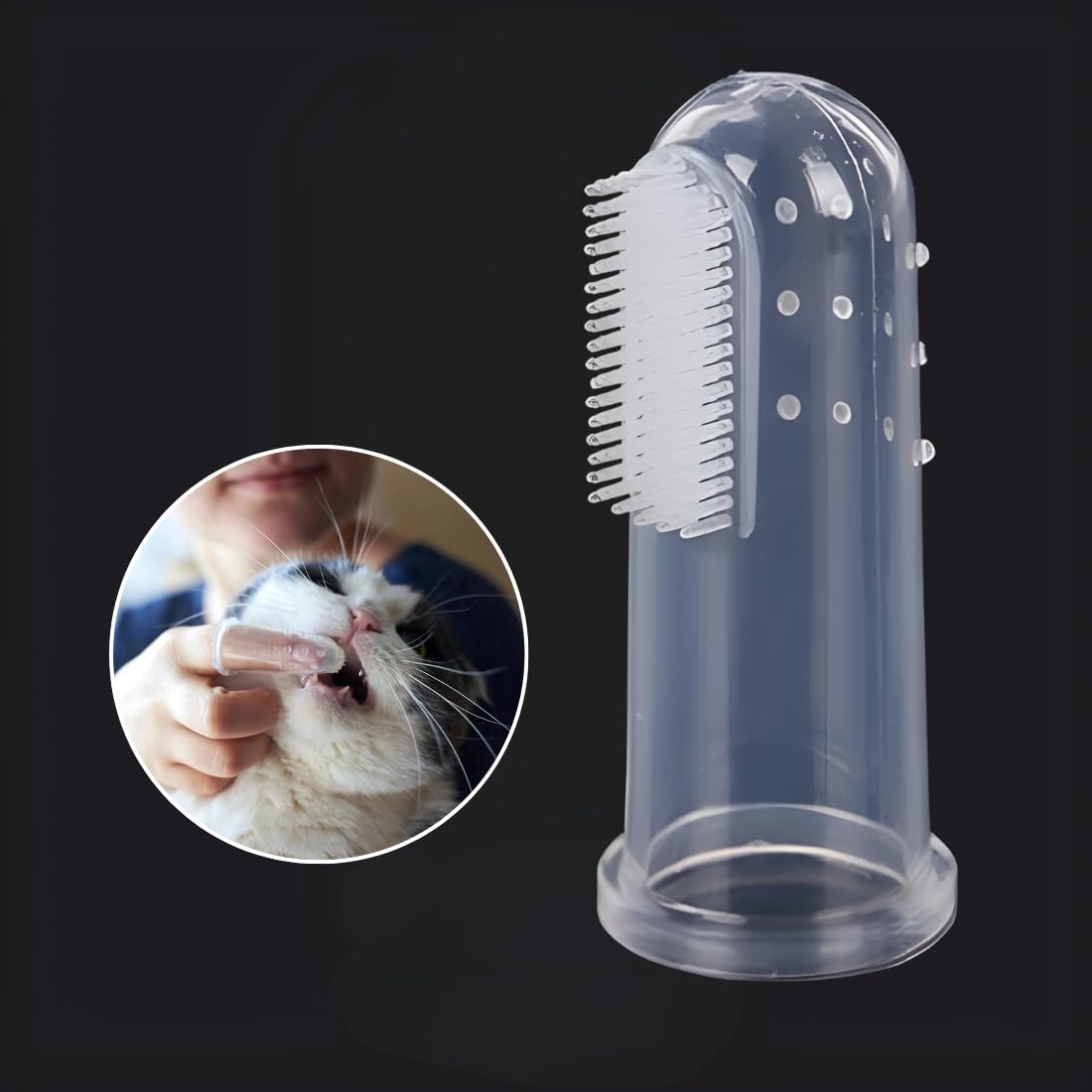 51lFXs756L._SL1100_.jpg Soft Silicone Finger Toothbrush for Dogs & Small Pets | Food Grade Finger Brush for Easy Teeth Cleaning | Gum Massage, Plaque Removal & Fresh Breath | Pet Oral Care Kit with Storage Case (Set Of 1) - Image 1