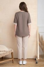 ANNI Designer Co-Ord Set for Women Viscose Solid | Top Pant Co-Ord Set | Designer Two Piece Matching Outfit | Round Neck V-Slit Elbow Sleeve Coord | Stylish Indo Western Clothing - Image 2