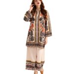 Modestouze Attires Coord Set for Women Cotton Poly Rayon - Turkish Co Ord Set for Women Stylish Mandarin Neck Floral Print Western Co Order Sets for Womens, Wear as Office Coat, Travel Cord, Cot