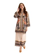 Modestouze Attires Coord Set for Women Cotton Poly Rayon - Turkish Co Ord Set for Women Stylish Mandarin Neck Floral Print Western Co Order Sets for Womens, Wear as Office Coat, Travel Cord, Cot