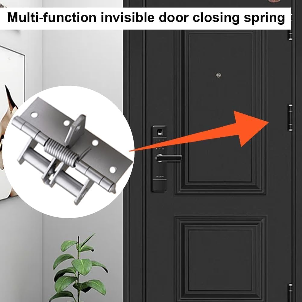 51mj6373FyL._SL1001_.jpg Gadget Hero's 4 Inches Automatic Door Hinge, Heavy Duty Self-Closing Wooden Door Closer, Hardware Spring Hinge, Automatic Self Closing Door Hinges with Positioning 90 Degrees (Silver) - Image 1