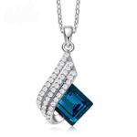 Shining Diva Fashion Angel Wings Platinum Plated Crystal Pendant Necklace Jewellery Set for Women and Girls (Blue) (14622s) - Image 3