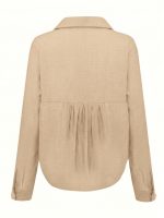Women's Korean Style Cotton Linen Shirt Full Sleeve Casual Office Wear - Image 2