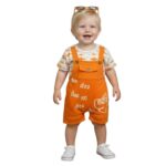 A.T.U.N. (ALL THINGS UBER NICE) Baby Boys Cotton Printed Dungaree Set | Soft Breathable Fabric | Adjustable Strap Shorts with Heart Print | Stylish Casual Outfit for Baby Unisex