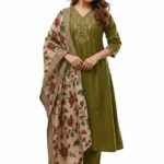 KLOSIA Women Embroidery Straight Kurta and Pant Set with Dupataa