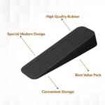 Rubber Door Stopper Wedge, Heavy Duty Anti-Slip Door Holder & Blocker with Strong Grip for Tiles, Marble, Wood, Carpet & Cement Floors | Home, Office, School & Warehouse Use (Black, Pack of 3) - Image 2