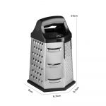 Stainless Steel 6 in 1 Box Grater and Slicer with Non-Slip Rubber Handle - Multi Purpose Cheese Grater, Vegetable Cutter, Fruit Shredder, Six-Sided Kitchen Grating Tool, 9.5 Inch - Image 2