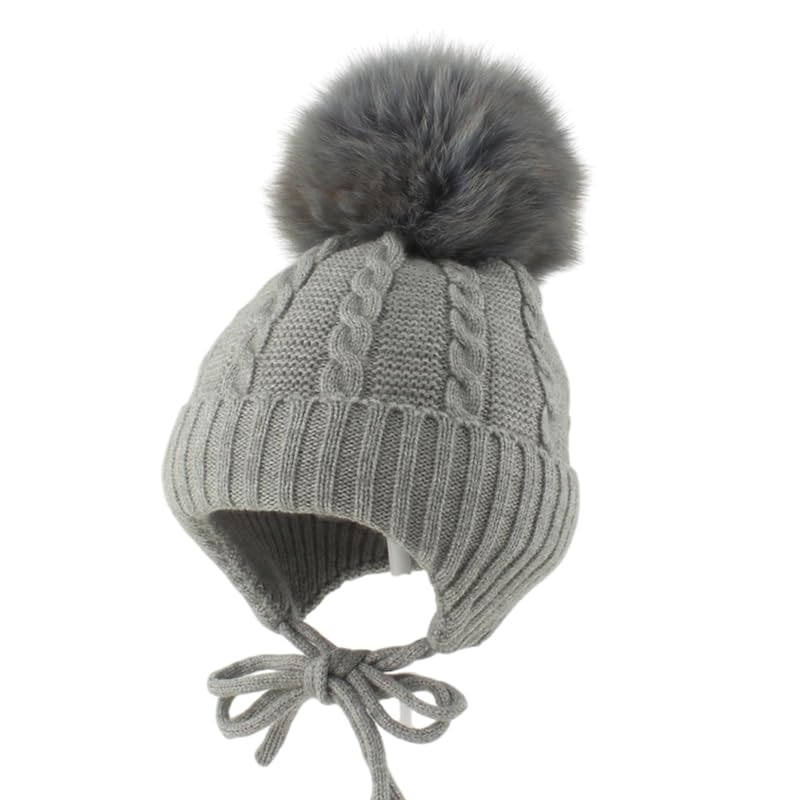 51pGktEBbIL.jpg Baby Boys Girls Winter Knit Cap Hat Soft Fleece Lined Winter Ear Flap Woolen Hats | Skull Beanie Unisex Kids Winter Caps (3 Months - 3 Years) - Image 1