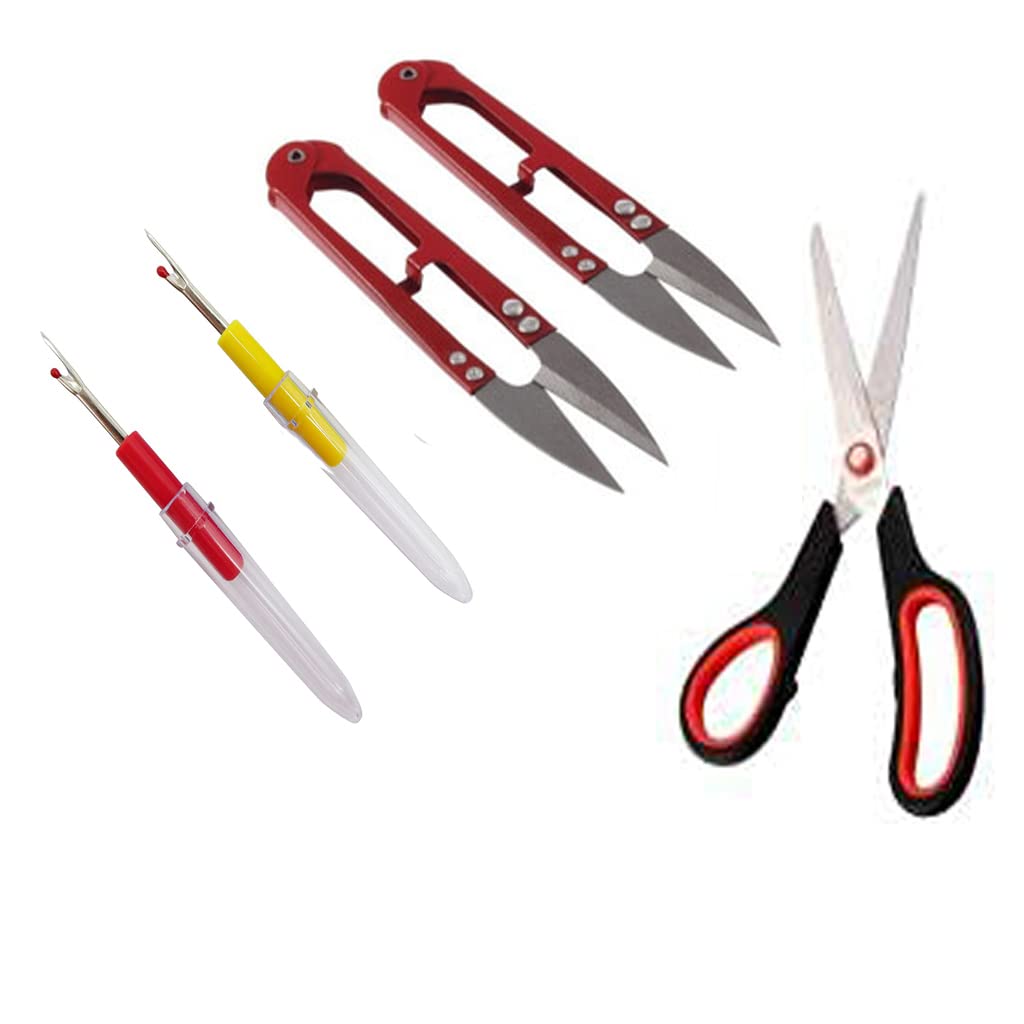 51q3Lb2VeuL._SL1024_.jpg CRAFTS HAVELI Tailoring Sewing Kit with Seam Rippers, Scissor & Thread Cutters – 3 Item Sewing Supplies Set for Stitch Removal, Fabric Cutting, Clothes Repair, Home Mending and DIY Craft - Image 1