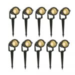 D'Mak Aluminium Body Outdoor LED 3 Watts and Spike Focus 'IP65 ' Water Resistant and Adjustable 180° Black Round Garden Lights for Garden, Parking Area, Malls, Patio, (Warm White) - Pack of 10