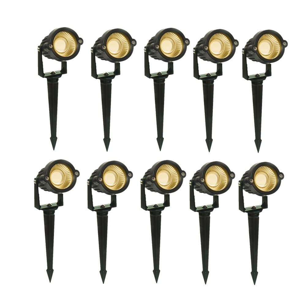 51qH8ETOCL._SL1000_.jpg D'Mak Aluminium Body Outdoor LED 3 Watts and Spike Focus 'IP65 ' Water Resistant and Adjustable 180° Black Round Garden Lights for Garden, Parking Area, Malls, Patio, (Warm White) - Pack of 10 - Image 1