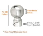 Stainless Steel Ball Curtain Bracket Set with Finials, Curtain Rod Holder Set for Doors & Windows, 1 Inch Parda Rod Holder for Doors & Window (6 pcs Parda Bracket,Silver) - Image 2