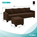 FURNY Premium Canvas Fabric 5 Seater L Shape Sofa Set 4 Seater Modern Sofa Set & Ottoman for Living Room (Dark Brown Color) | Durable Comfort | Modern Design | Ideal for Living Room - Image 2