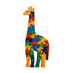 Wooden Giraffe Alphabet & Number Puzzle for Kids | Double Sided Educational Jigsaw Puzzle Toy | Montessori Learning Board for Toddlers & Preschool Children | Wooden Animal Puzzle Game