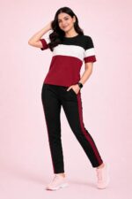 Women's Co-Ord Set | Half Sleeve Round Neck T-Shirt with Matching Track Pants | Stylish Casual Lounge Wear, Travel Wear, Gym Wear & Daily Wear Outfit for Women - Image 2