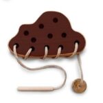 Lacing Toy for Toddlers Montessori Threading Fine Motor Skill Development Educational Preschool Learning Activity Cloud Shape Baby Hand Eye Coordination Toy (Brown)