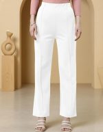 Women's High Waist Wide Leg Trouser Pants | Stretch Knit Formal Palazzo Trousers | Elastic Waist Office, Casual & Travel Wear - Image 2