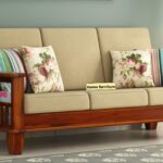 Home furniture Wooden Sofa Set for Living Room and Office 3 Seater (3 Seater, Teak Finish) Handicraft- Hand Made