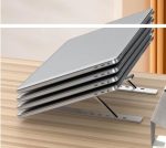 Laptop Stand Folding Cooling Aluminum Alloy Portable Raised Desk Lift (Silver, 18") - Image 3
