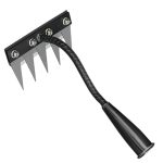 5 Teeth Garden Rake Heavy Duty Carbon Steel Rake Handle for Soil Loosening, Weeding, Lawn & Yard Cleaning – Multipurpose Outdoor Gardening Tool for Home Farm & Agricultural Use