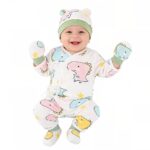 SNOWIE SOFT® 5Pcs Set Dinosaur New Born Baby Clothes 0-3 Months with Cotton Long Sleeve Top and Pants, Gloves, Socks, Bear Ear Hat, Infant Clothes 0-3 Months New Born Baby Gifts Shower Gift - Image 8