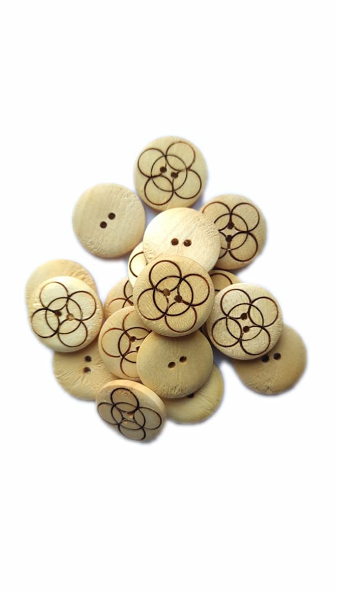 51uhn5bRD8S._SL1160_.jpg Ekta Enterprise MapleBig Size Flower Wooden Button Dia. 25mm, 2 Holed Buttons for Clothing, Designer Collection of Ethnic Ware, Sewing, DIY Art and Craft Pack of 50 - Image 1