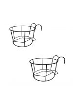 D&G Homes Anti-Rust Metal Hanging Planters for Balcony (Black, Pack of 2) | Round Flowerpot Holder | Railing Planters for Fence, Garden,Gamla and Home | Decorative Indoor/Outdoor Pot Stand