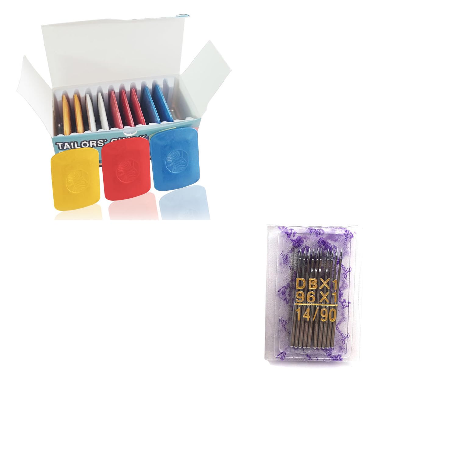 51vumXAhqzL._SL1500_.jpg CRAFTS HAVELI Tailors Chalk with Sewing NeedleDBx1 14/90, Cloth Marking Chalk for Cutting Stitching, Industrial Machine Needles Tailoring DIY Sewing Kit - Image 1