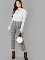 Dream Beauty Fashion Women's Half Zip Mock Neck Long Sleeve Slim Fit Casual Tee Top, 23" inches (Thar-01-P) - Image 3