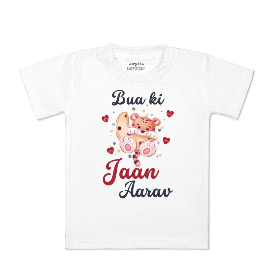 51w2wQU1mtL._SL1080_.jpg ARVESA Customised Baby Name Bua Ki Jaan TS-940 Bua Baby Tshirt for Kids Boys & Girls Half Sleeves Round Neck Clothes Tshirt for Kids Boys 1 Months to 6 Years Dress - Image 1