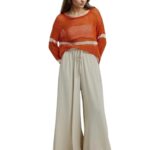 KOTTY Women's Wide-Leg Trouser|Palazzo Pants|High Waist Flowy Trousers with Drawstring|Lightweight Casual & Travel Wear|Women Trousers Pants