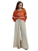 KOTTY Women's Wide-Leg Trouser|Palazzo Pants|High Waist Flowy Trousers with Drawstring|Lightweight Casual & Travel Wear|Women Trousers Pants