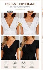 Women Deep Neck Cleavage Cover Up Lace Camisole Insert Clip On Modesty Panel for Low Cut Tops, Kurtis, Dresses & Saree Blouses, Soft Comfortable Inner Cover for Women - Image 5