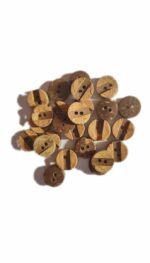 Ekta Enterprise Natural Coconut Shell Wooden Button 2 Holed Buttons for Designer Collection of Ethnic Ware, Sewing, DIY Art and Craft Pack of 100 (Design, Middle Impression)