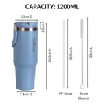 Nestasia PickSip40 Tumbler with Straw & Top Handle 1.2L | Insulated Stainless Steel Sipper Water Bottle for Adults with Dual Flip Opening Sip-Swig Leakproof Lid for Office & Gym (Blue Frost) - Image 2