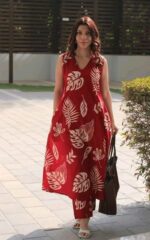 Women Printed Rayon Sleeveless Kurta Palazzo Set Ethnic Traditional Outfit Straight Kurta with Flared Comfortable Daily Use