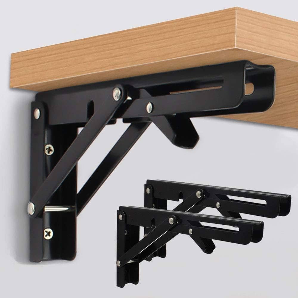 51yGuLVJ5VL._SL1000_.jpg Folding Shelf Brackets, Heavy Duty Stainless Steel Collapsible Bracket Wall Mounted DIY Foldable Brackets for Table Desk Workbench Wall Mounted Brackets (Folding Shelf Brackets 20CM) - Image 1