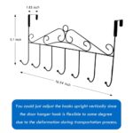 Metal Over The Door Hanger with 7 Hooks | Heavy Duty Door Hanging Organizer for Clothes, Towels, Bags & Accessories | No Drill, Space Saving Behind Door Hangers for Home Office Use - Black