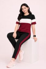 Women's Co-Ord Set | Half Sleeve Round Neck T-Shirt with Matching Track Pants | Stylish Casual Lounge Wear, Travel Wear, Gym Wear & Daily Wear Outfit for Women - Image 4