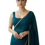 LOROFY Women's Soft Silk Saree With Beads Decorative Stone Work Lace Boarder & Comes With Unstitched Blouse Piece (RangoliB)