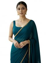 LOROFY Women's Soft Silk Saree With Beads Decorative Stone Work Lace Boarder & Comes With Unstitched Blouse Piece (RangoliB)