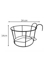 D&G Homes Anti-Rust Metal Hanging Planters for Balcony (Black, Pack of 2) | Round Flowerpot Holder | Railing Planters for Fence, Garden,Gamla and Home | Decorative Indoor/Outdoor Pot Stand - Image 2