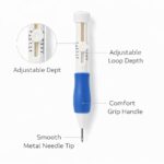 SHIVOM Punch Needle Kit for Beginners | Adjustable Embroidery Punch Pen with 3 Needle Sizes & 2 Threaders | DIY Embroidery, Sewing, Knitting & Rug Punch Tool (Felting Punch Needle Pen Blue)