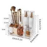MosQuick® Clear Acrylic Cosmetic Organizers with 3 Compartments Makeup Organisers for Desk Bathroom Bedroom Stationery Items Makeup Brush Holder Pen Stand remote holder Multifunctional Organiser - Image 2