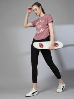 CHKOKKO Womens Stylish Activewear Quick Dry Lightweight Breathable Printed Round Neck Half Sleeve Regular Fit Gym T Shirt for Sports Yoga and Training - Image 5