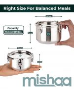 Mishaa Steel Leakproof Tiffin/Lunch Box, Airtight & Spill-Proof Container for Curry & Liquid Items, Steel Lunch Box for School, College & Office, Suitable for Men, Women & Kids (350ML + 850ML) - Image 2