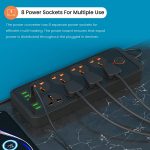 Portronics Power Plate 7 with 6 USB Port + 8 Power Sockets Smart Electric Universal Extension Board Multi Plug with 2500W, 2Mtr Cord Length, 2.1A USB Output(Black) - Image 3