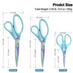 Craft Scissors, All Purpose Sharp Titanium Blade Shears, Comfortable Grips, School Scissors Set of 3 pack, Ideal for Office, Home, Sewing, Fabric, Kitchen, Arts and DIY Supplies, 9.3"/8.5"/5.6", Blue - Image 5