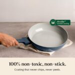 Ember Cookware Arcilla Ceramic Frying Pan 24 cm | 5-Year Warranty | 75% Less Oil Usage | Lightweight, Non-Toxic Non-Stick Ceramic Frypan | Matching Handle- Gas Compatible | ISI Certified | Blue - Image 3